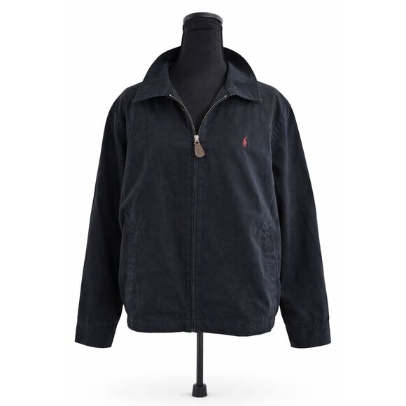 Vintage Polo Ralph Lauren Navy Zip Jacket Old Money Preppy Coastal XL Plain - Picture 2 of 9